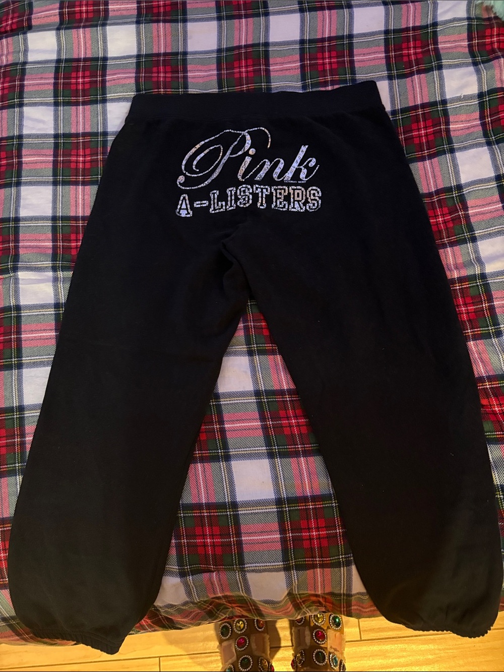NWT 2007 PINK Victoria's Secret Black A-Listers BLING joggers!